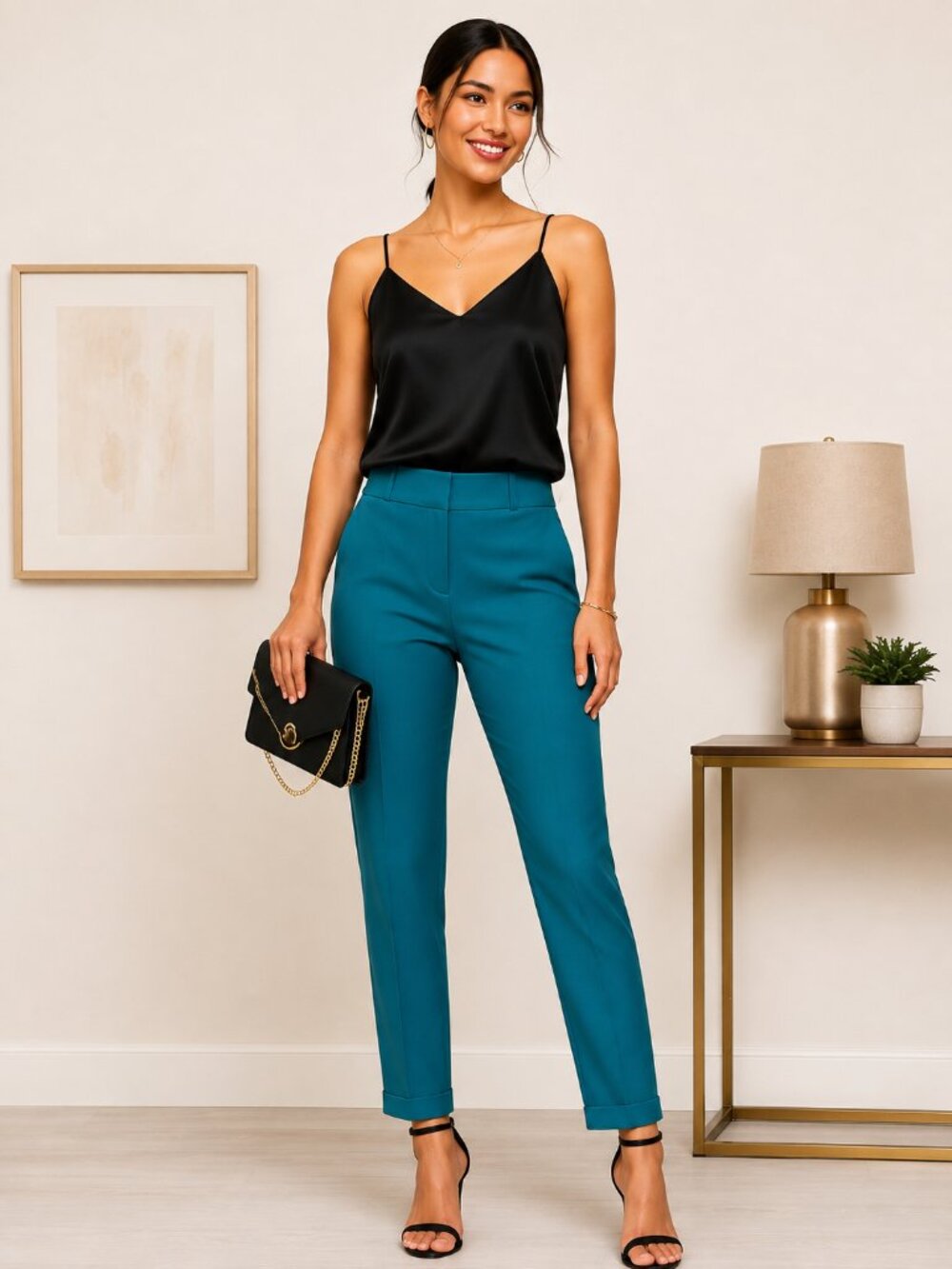 LOFT Teal Slim Cuffed Pants Trousers Tailored Ankle Workwear Size 8 NWT